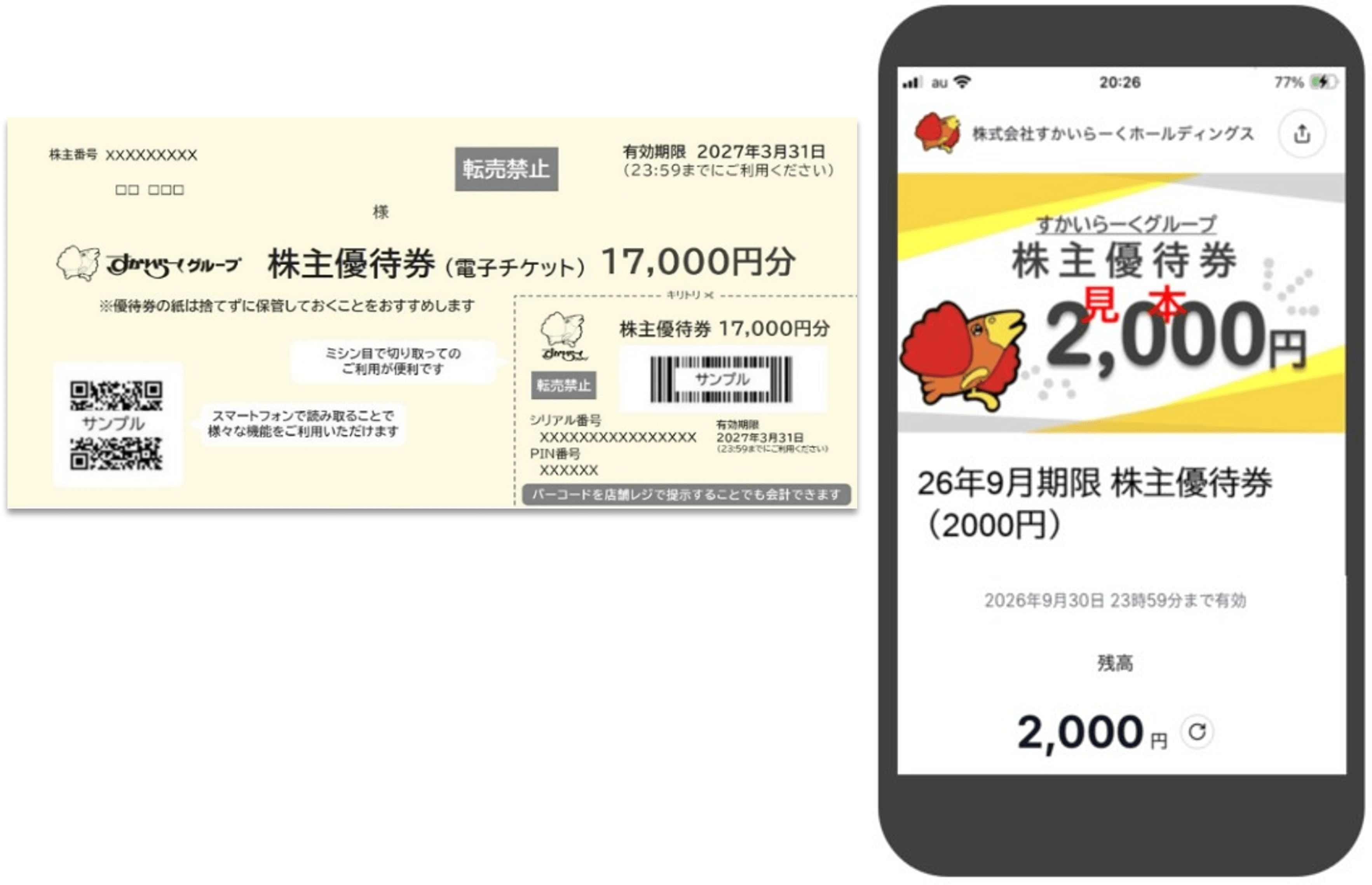 すかいらーくHD 株主優待デジタルチケット